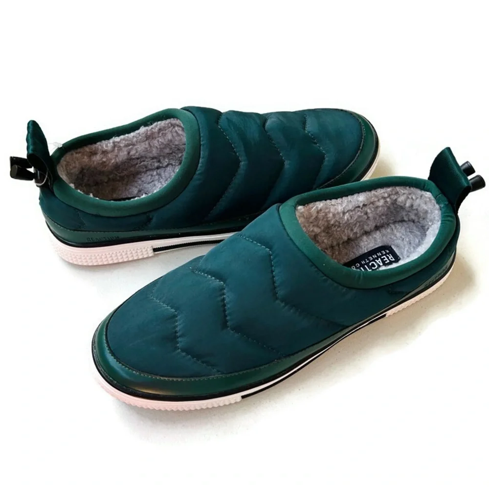 Kenneth Cole Reaction Ankir Quilted Green Slip On Shoes Mens 8 Faux Shearling